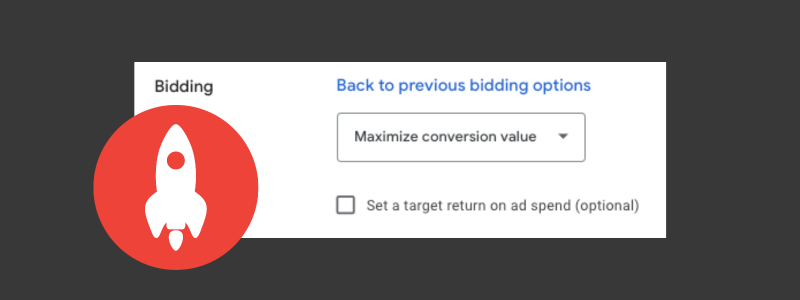 screenshot of Google Ads bidding section with Maximize Conversion Value selected